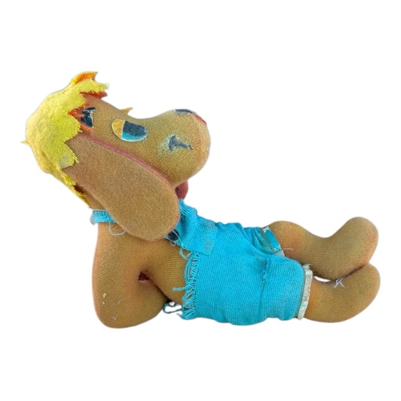 Fun Farm Plush 7" Funnybones Dog Stuffed Toy Relaxed Dog in Bib Overalls - Picture 3 of 12